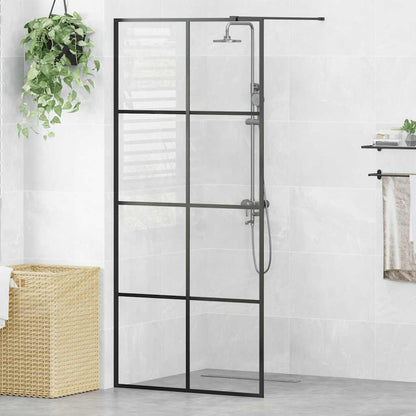 Parete per Doccia Walk-in Vetro Trasparente ESG 90x195 cm Nera - homemem39