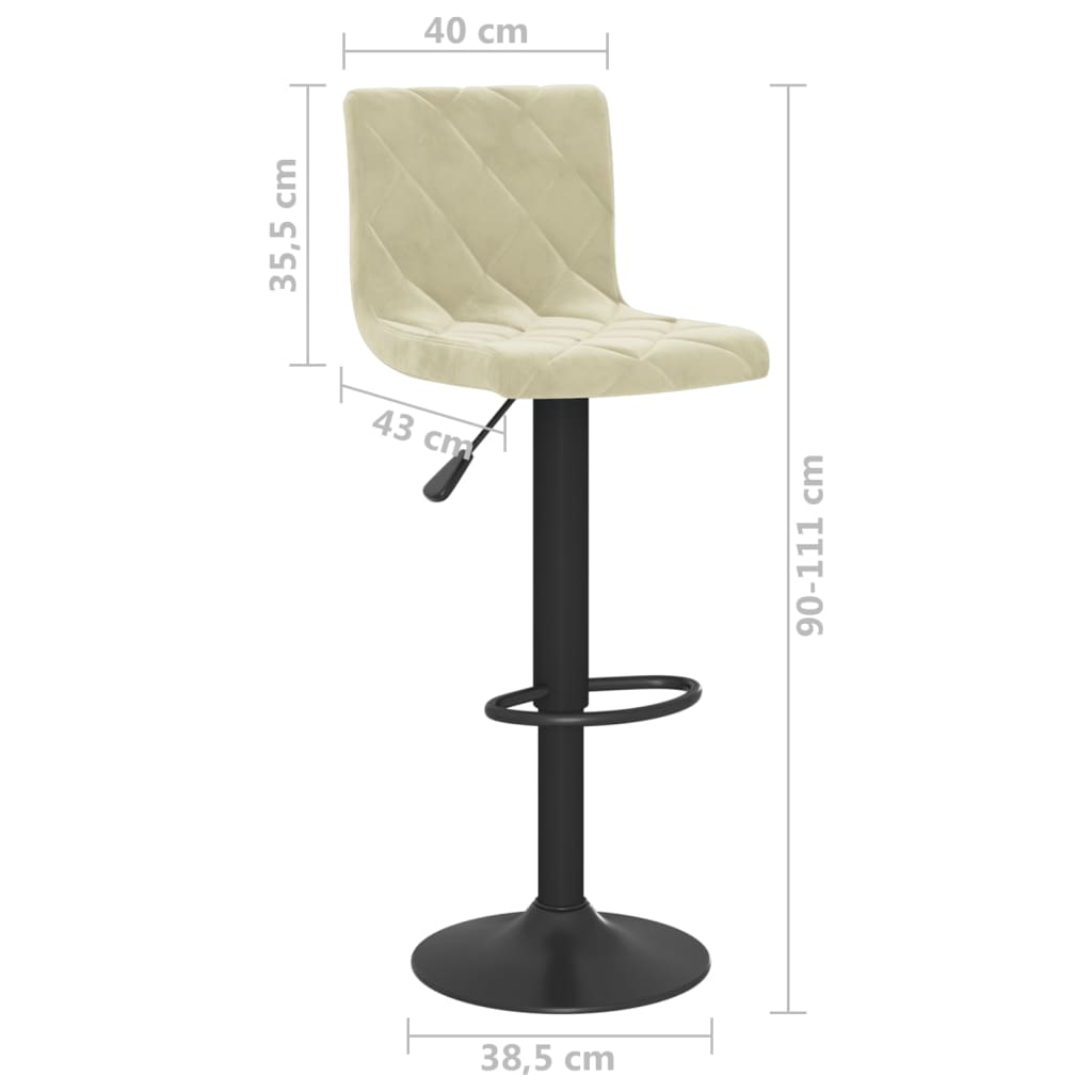 Sedie da Bar 2 pz Crema in Velluto | homemem39