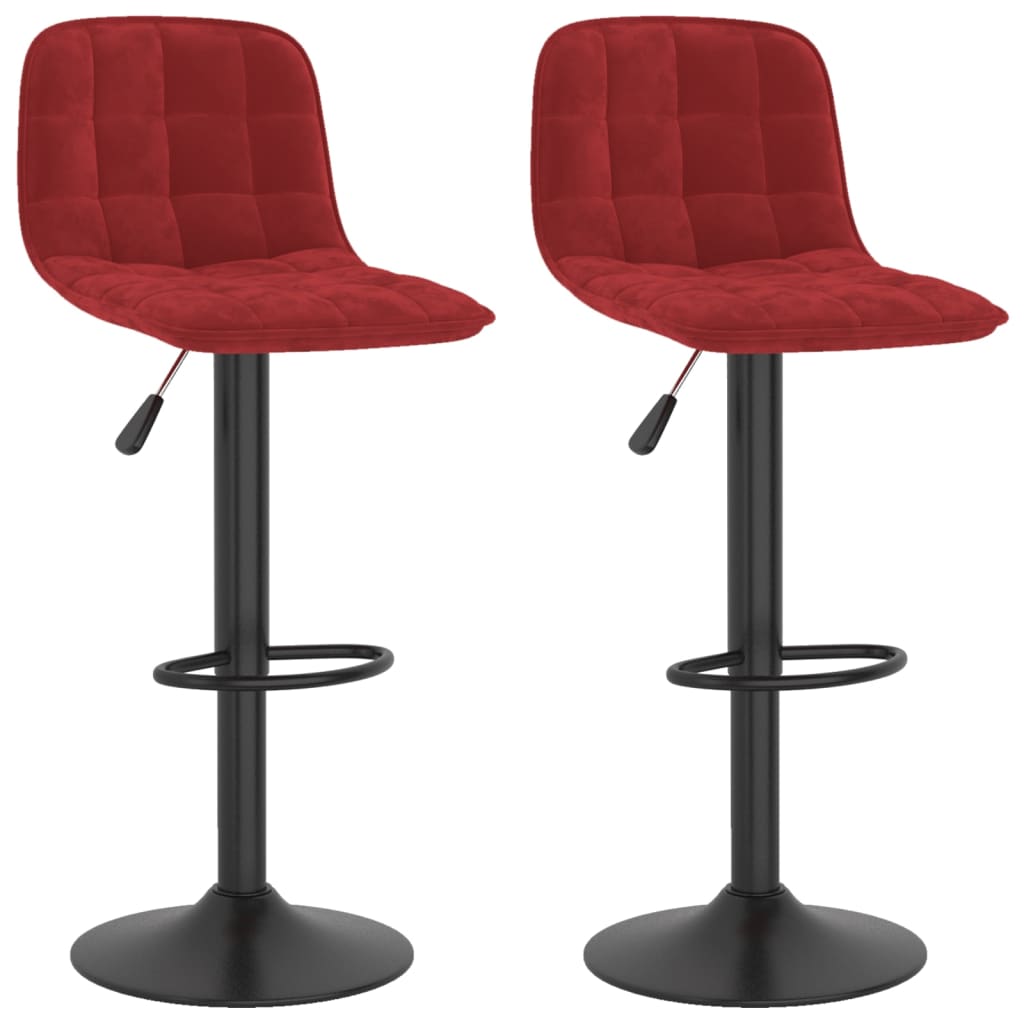 Sgabelli da Bar 2 pz Rosso Vino in Velluto | homemem39