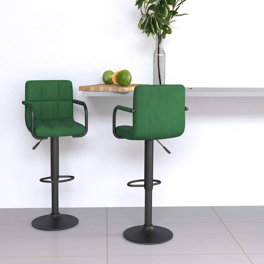 Sgabelli da Bar 2 pz Verde Scuro in Velluto | homemem39
