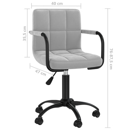 Sedia da Ufficio Girevole Grigio Chiaro in Velluto - homemem39