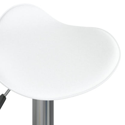 Sgabello da Bar Bianco in Acciaio Cromato e Pelle Sintetica