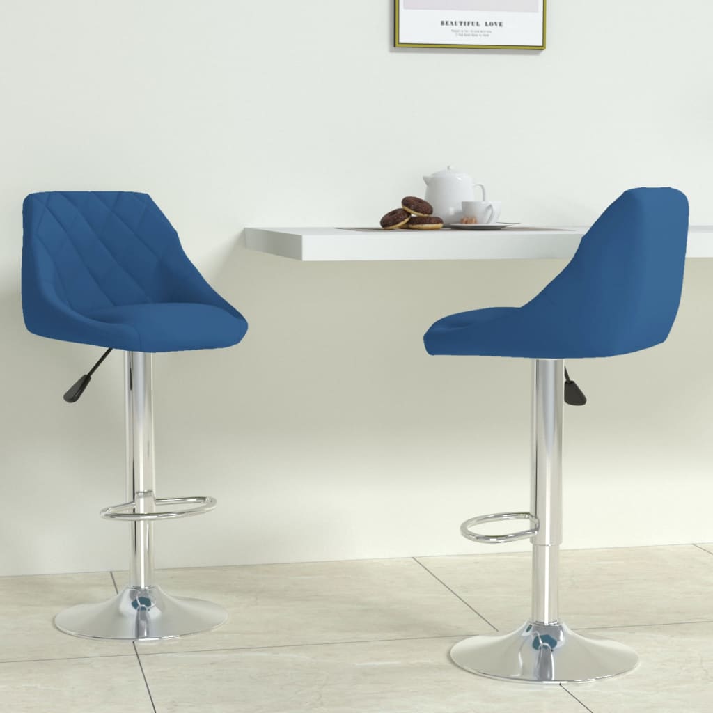 Sgabelli da Bar 2 pz Blu in Velluto | homemem39