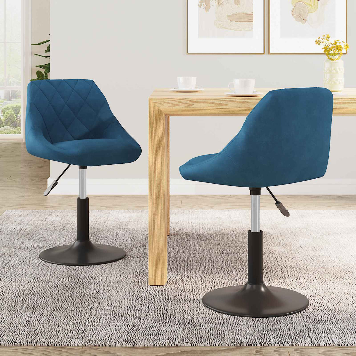 Sedie da Pranzo Girevoli 2 pz Blu in Velluto