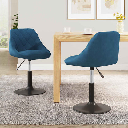 Sedie da Pranzo Girevoli 2 pz Blu in Velluto