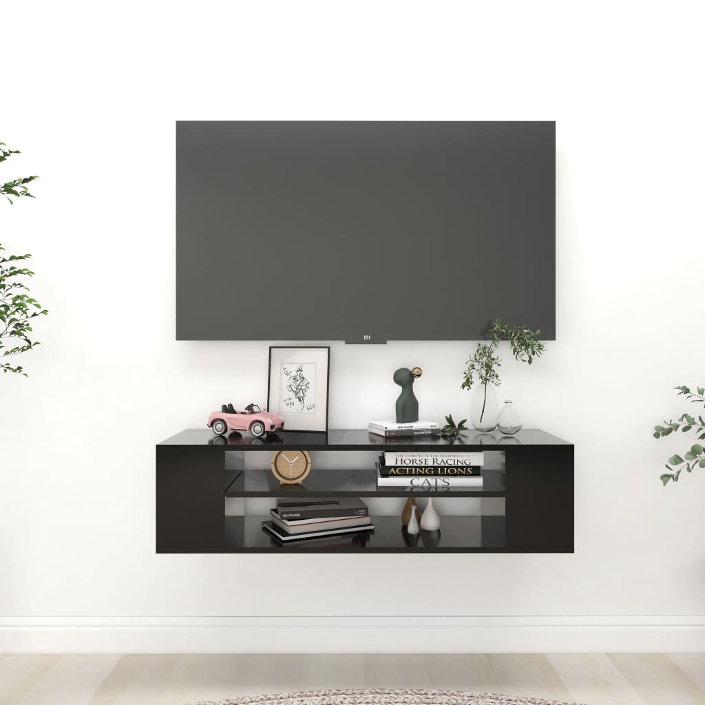 Mobile Porta TV Pensile Nero 100x30x26,5 cm Legno Multistrato - homemem39