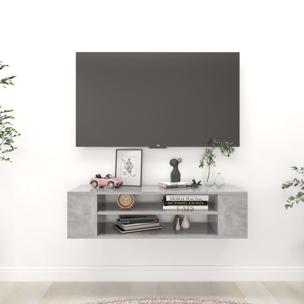 Mobile TV Pensile Grigio Cemento 100x30x26,5 cm Multistrato - homemem39