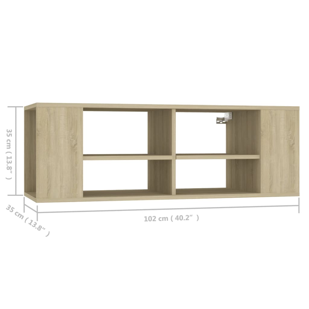 Mobile TV da Parete Rovere Sonoma 102x35x35cm Legno Multistrato - homemem39