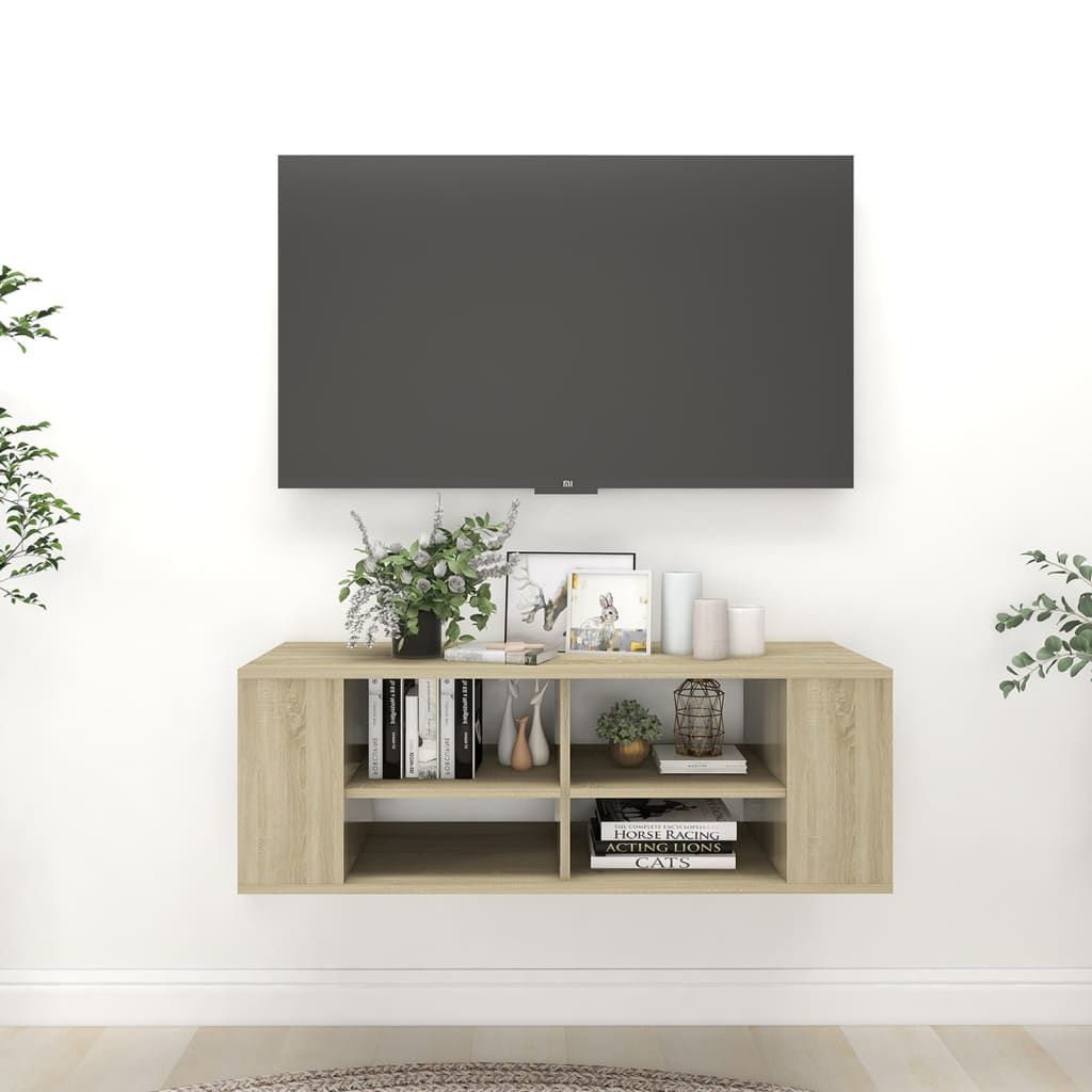 Mobile TV da Parete Rovere Sonoma 102x35x35cm Legno Multistrato - homemem39