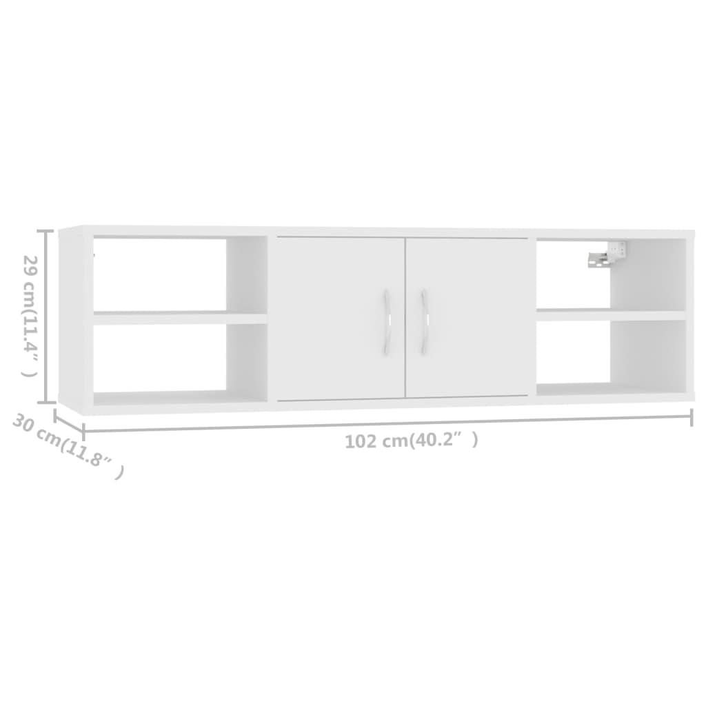 Scaffale a Parete Bianco 102x30x29 cm in Legno Multistrato | homemem39