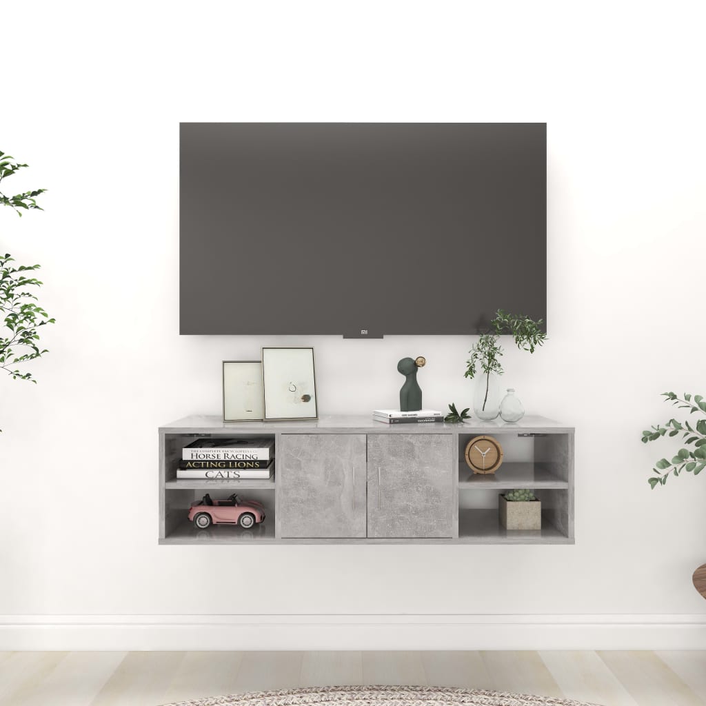 Scaffale a Parete Grigio Cemento 102x30x29 cm Legno Multistrato | homemem39