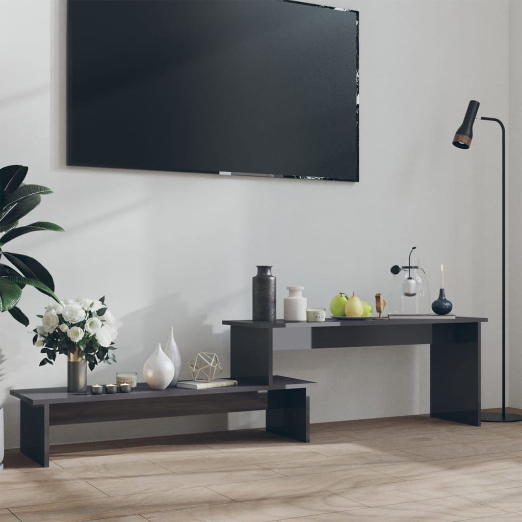 Mobile Porta TV Grigio Lucido 180x30x43 cm in Legno Multistrato - homemem39
