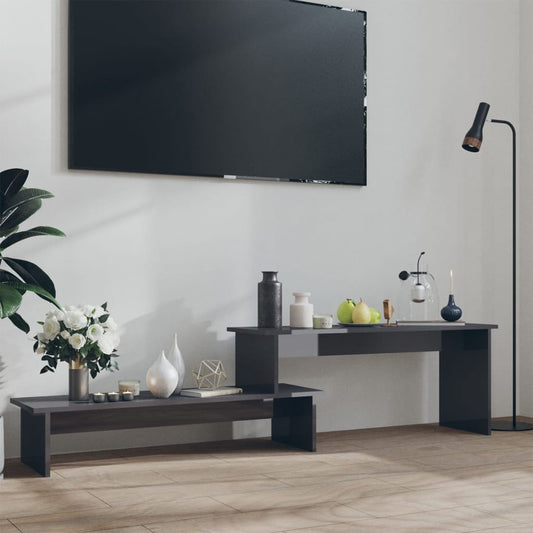 Mobile Porta TV Grigio Lucido 180x30x43 cm in Legno Multistrato - homemem39