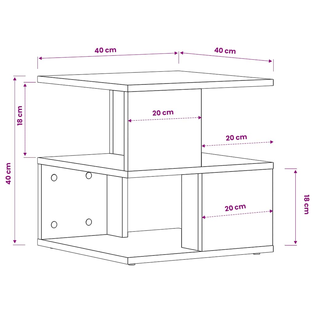 Tavolino Grigio Cemento 40x40x40 cm in Legno Multistrato