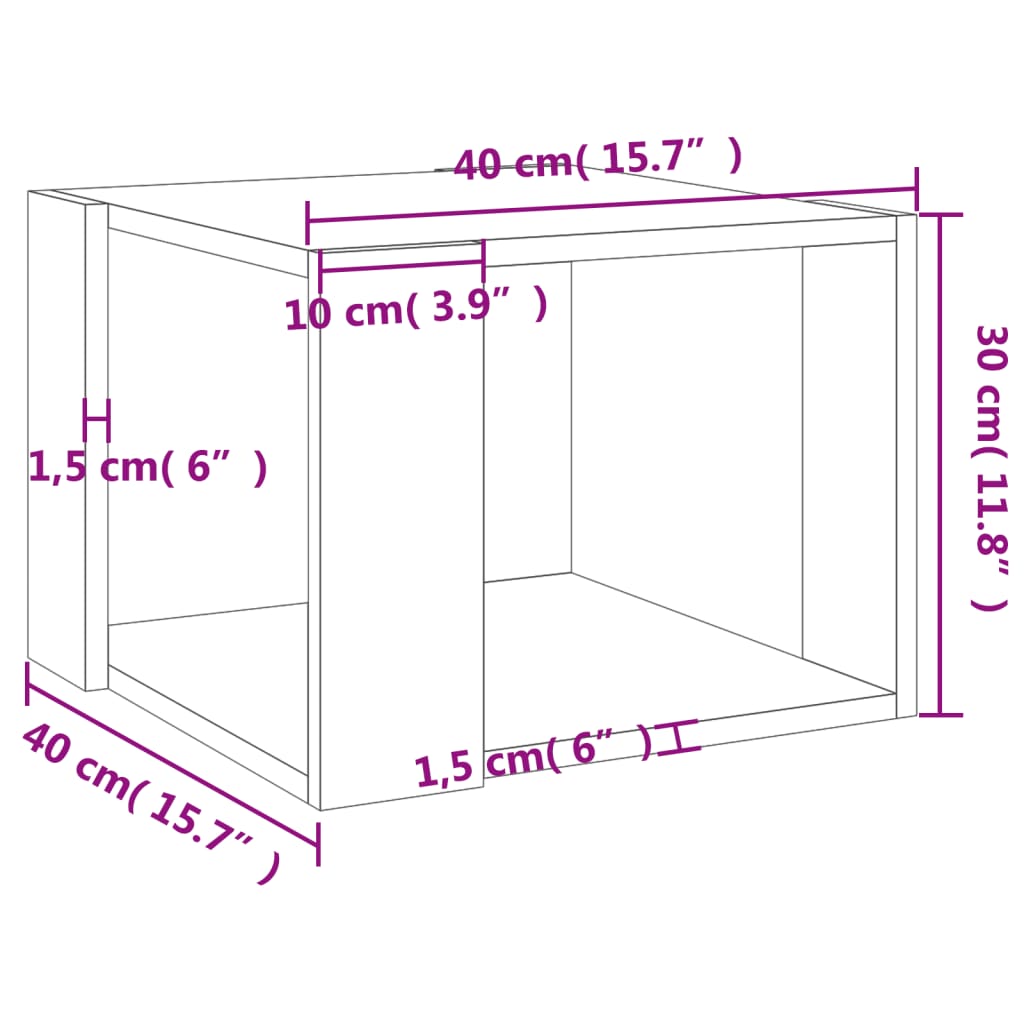 Tavolino da Salotto Grigio Cemento 40x40x30cm Legno Multistrato | homemem39