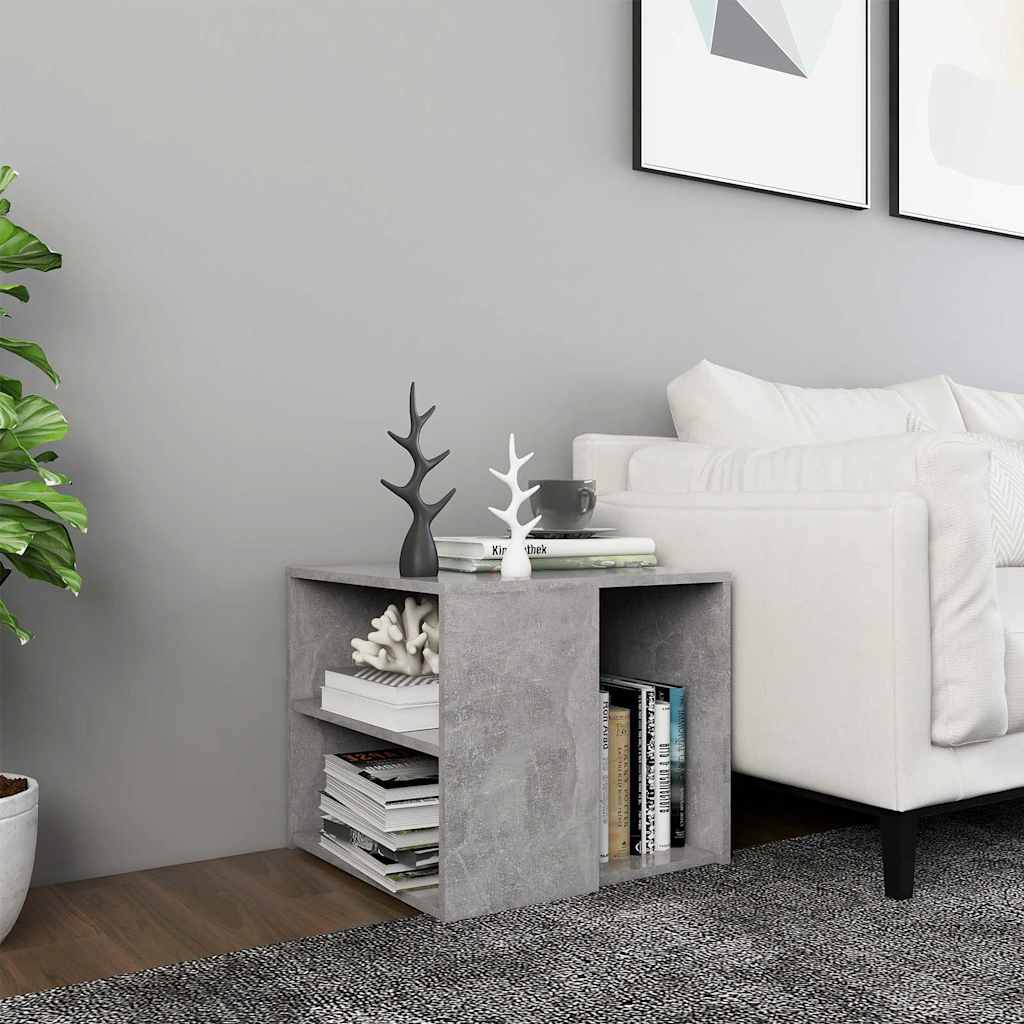 Tavolino Grigio Cemento 50x50x45 cm in Legno Multistrato