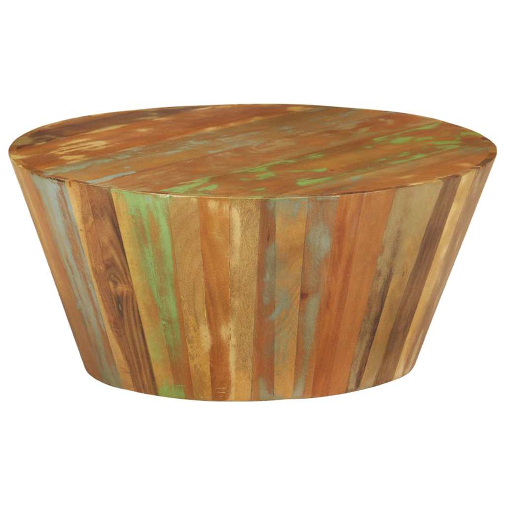 Tavolino da Salotto Ø65x31 cm in Legno Massello di Recupero