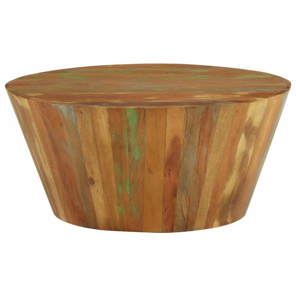 Tavolino da Salotto Ø65x31 cm in Legno Massello di Recupero