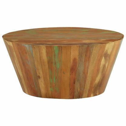Tavolino da Salotto Ø65x31 cm in Legno Massello di Recupero