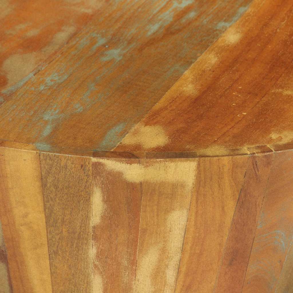 Tavolino da Salotto Ø65x31 cm in Legno Massello di Recupero