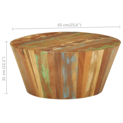 Tavolino da Salotto Ø65x31 cm in Legno Massello di Recupero