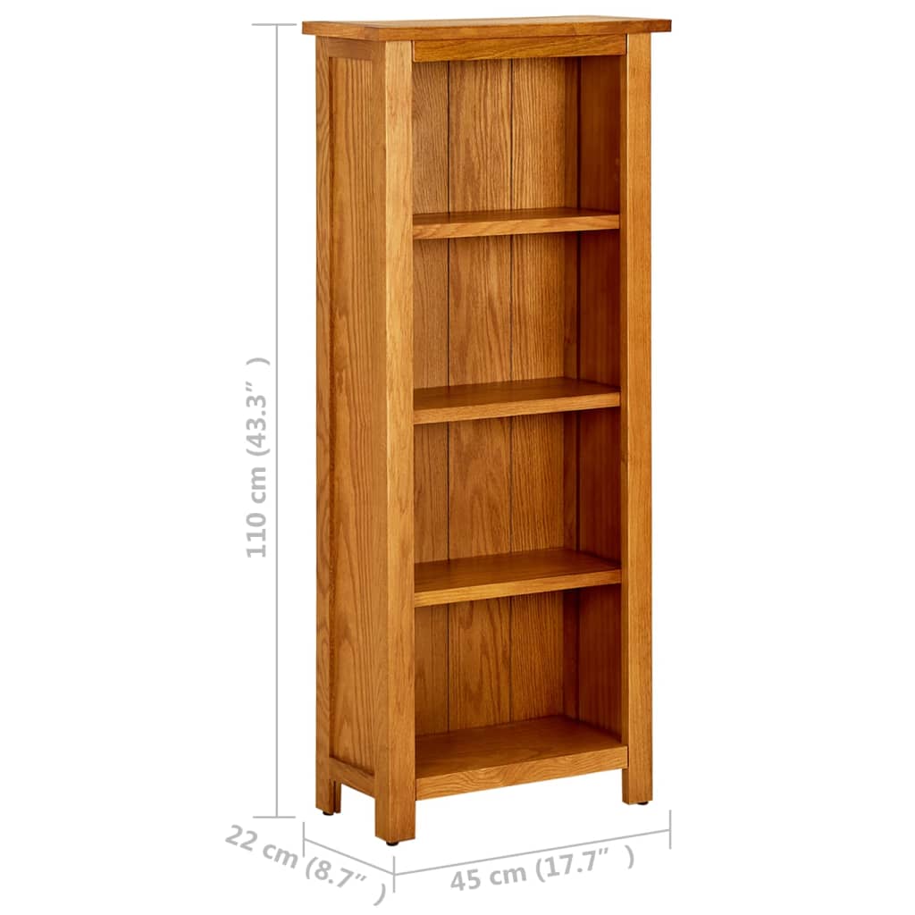 Libreria a 4 Ripiani 45x22x110 cm in Legno Massello di Rovere | homemem39