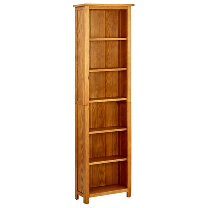 Libreria a 6 Ripiani 52x22x180 cm in Legno Massello di Rovere