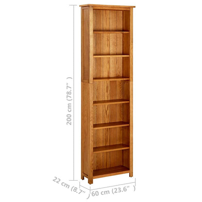 Libreria a 7 Ripiani 60x22x200 cm in Legno Massello di Rovere | homemem39