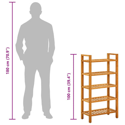 Scarpiera con 5 Ripiani 50x27x100cm in Legno Massello di Rovere