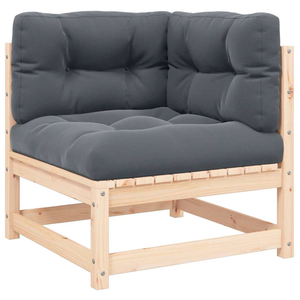 Divano Angolare Giardino con Cuscini Antracite Legno di Pino | homemem39