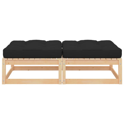 Poggiapiedi da Giardino con Cuscini 2 pz Legno Massello di Pino | homemem39