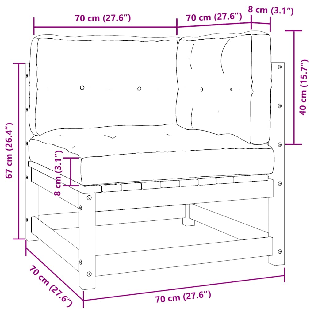 Set Divani da Giardino 2 pz con Cuscini Legno Massello Pino - homemem39