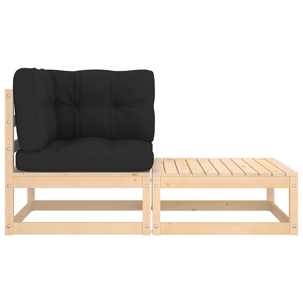 Set Divani da Giardino 2 pz con Cuscini Legno Massello Pino | homemem39