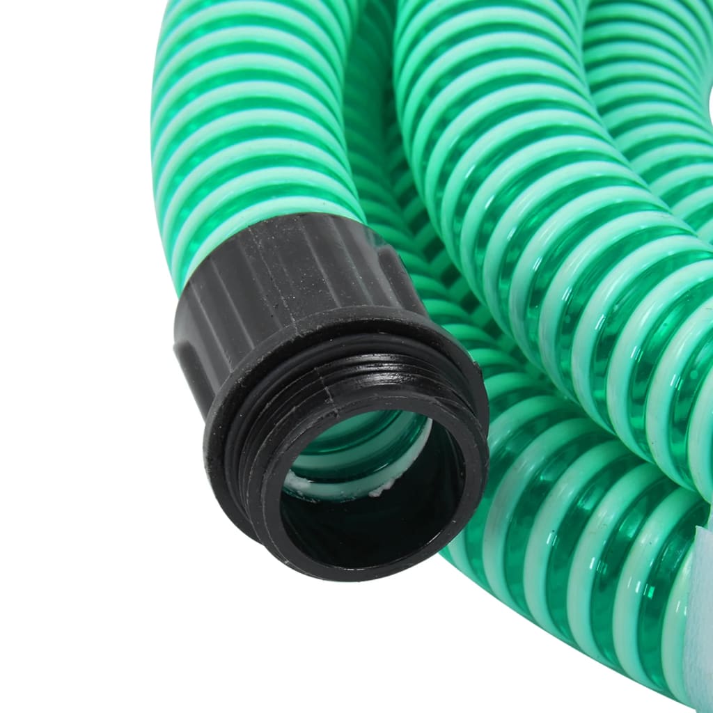 Tubo di Aspirazione con Raccordi in Ottone Verde 1,1" 3 m PVC