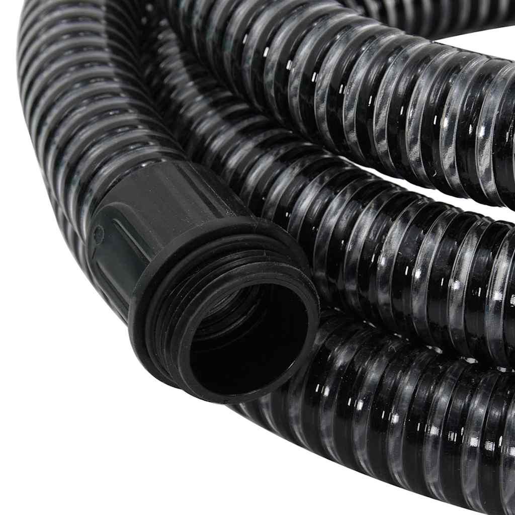 Tubo di Aspirazione con Raccordi in Ottone Nero 1,1" 7 m PVC