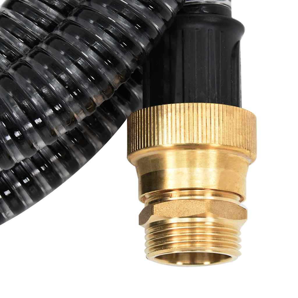 Tubo di Aspirazione con Raccordi in Ottone Nero 1,1" 15 m PVC