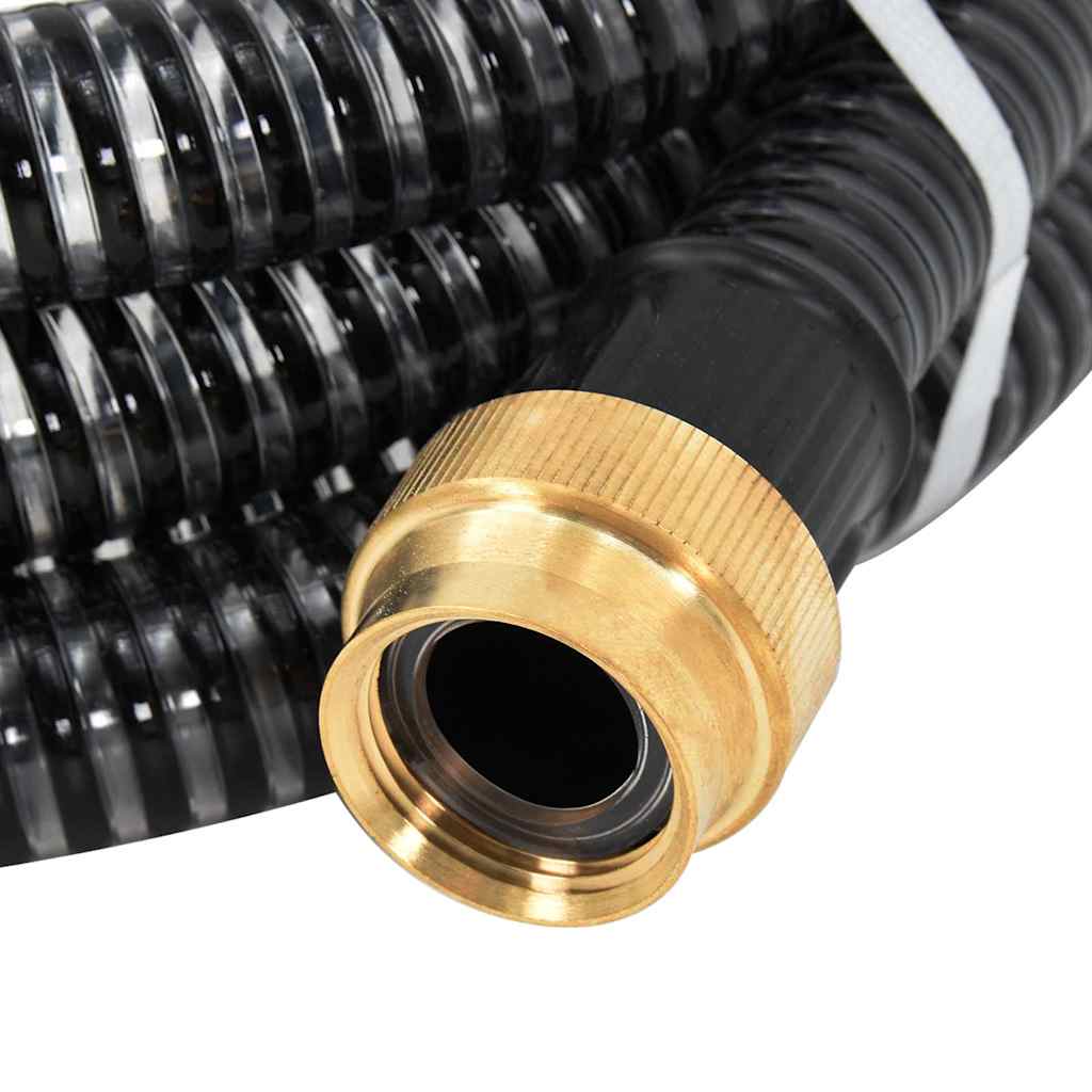 Tubo di Aspirazione con Raccordi in Ottone Nero 1,1" 25 m PVC