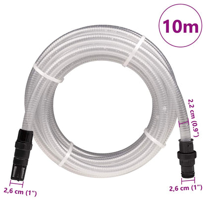 Tubo Aspirazione con Connettori in PVC Trasparente 1" 10 m PVC - homemem39