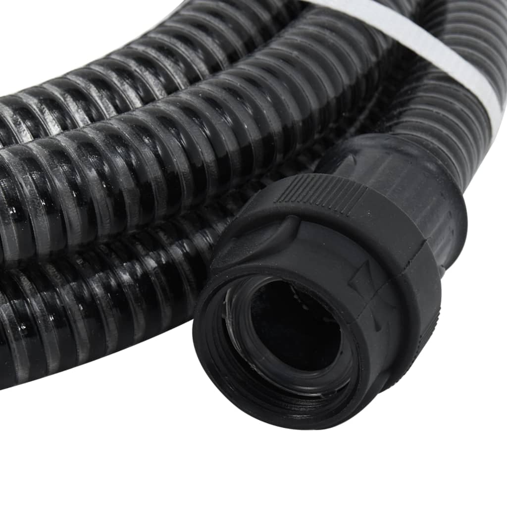 Tubo di Aspirazione con Raccordi in Ottone Nero 1" 7 m in PVC