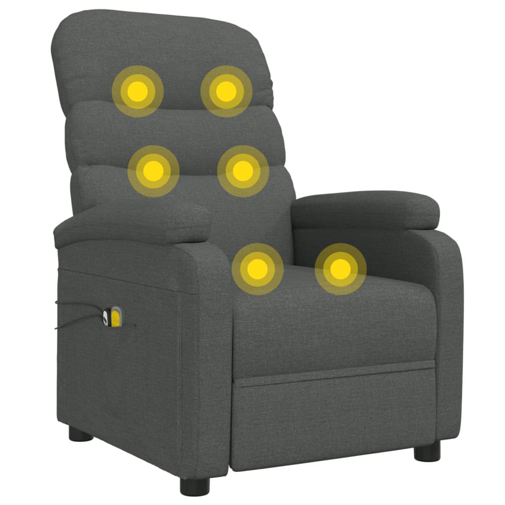 Poltrona Massaggiante Elettrica Grigio Scuro in Tessuto - homemem39