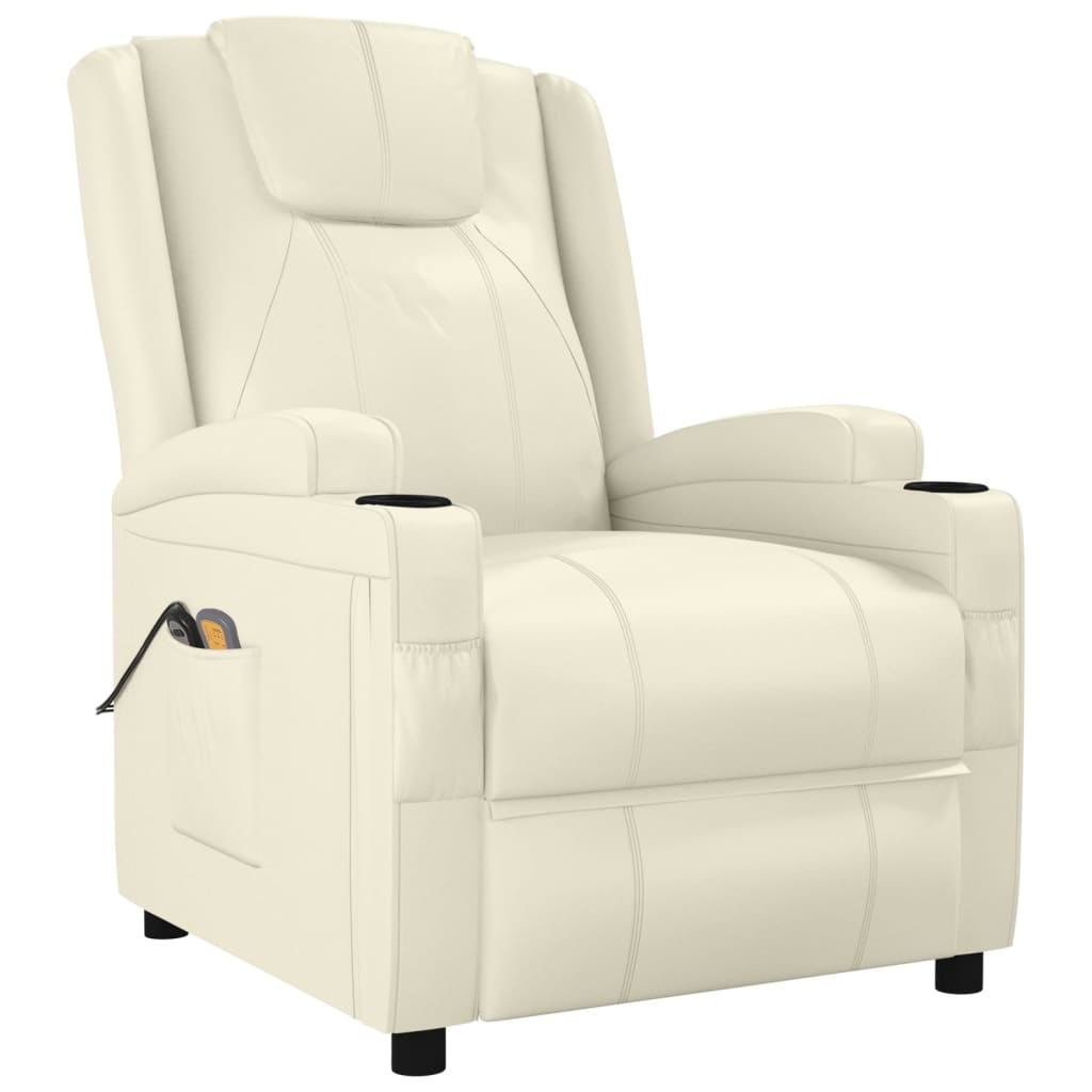 Poltrona Massaggiante Elettrica Bianco Crema Similpelle | homemem39