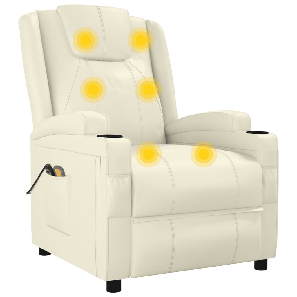 Poltrona Massaggiante Elettrica Bianco Crema Similpelle | homemem39
