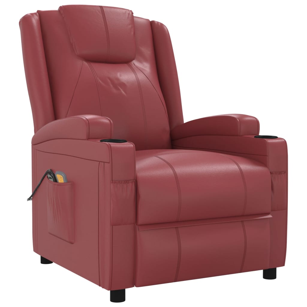 Poltrona Massaggio Elettrica Rosso Vino Similpelle | homemem39
