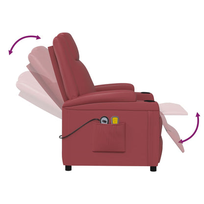 Poltrona Massaggio Elettrica Rosso Vino Similpelle | homemem39