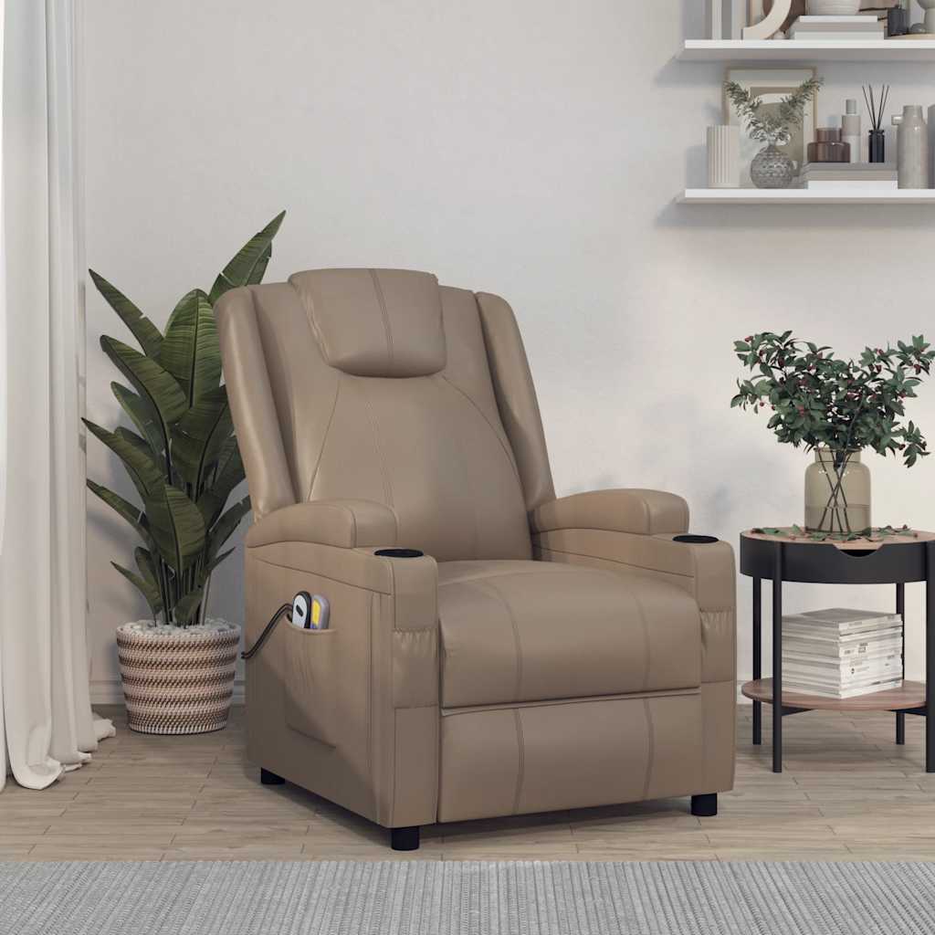 Poltrona Massaggio Elettrica Cappuccino Similpelle | homemem39