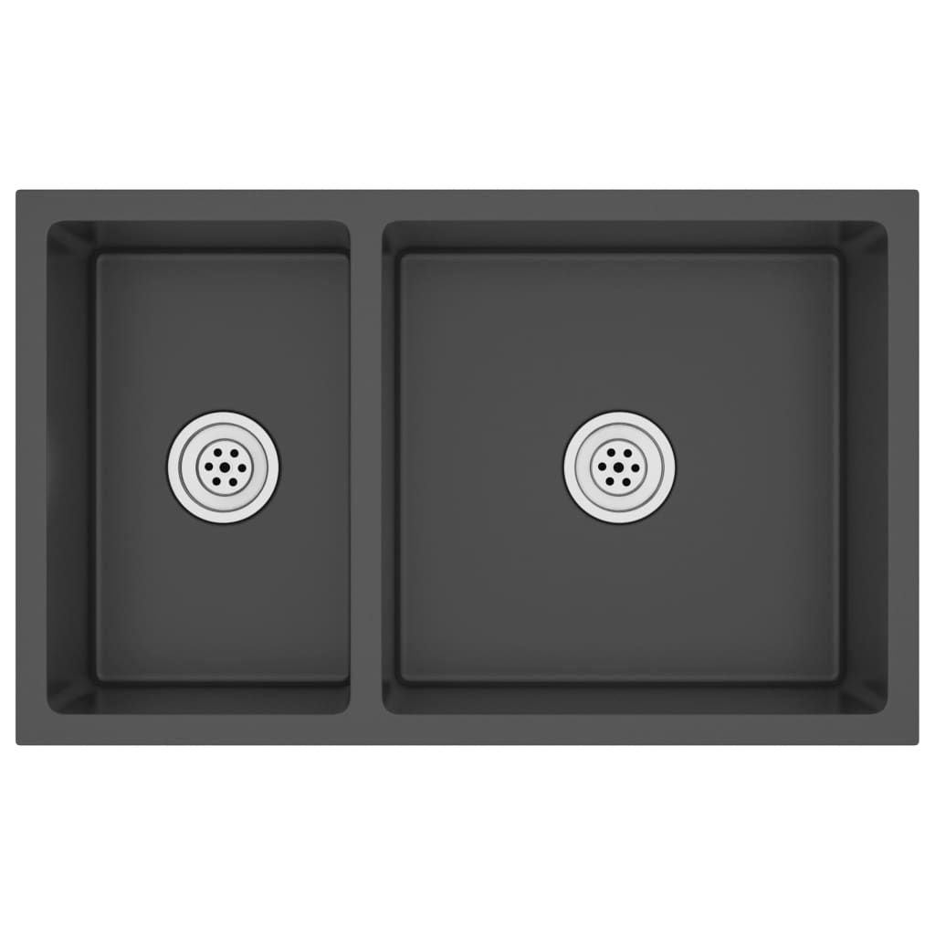 Lavello da Cucina Nero in Acciaio Inossidabile - homemem39