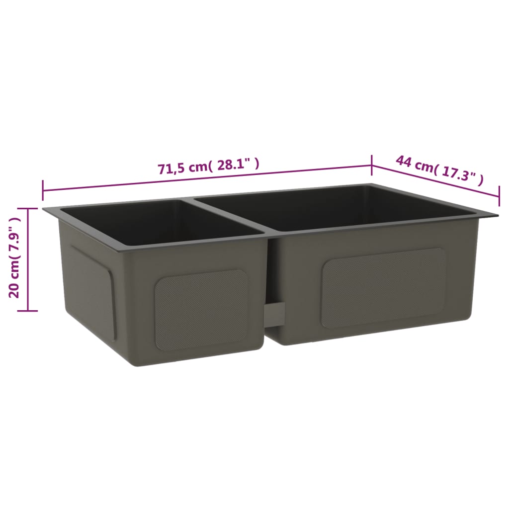 Lavello da Cucina Nero in Acciaio Inossidabile - homemem39