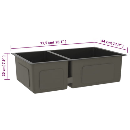 Lavello da Cucina Nero in Acciaio Inossidabile - homemem39