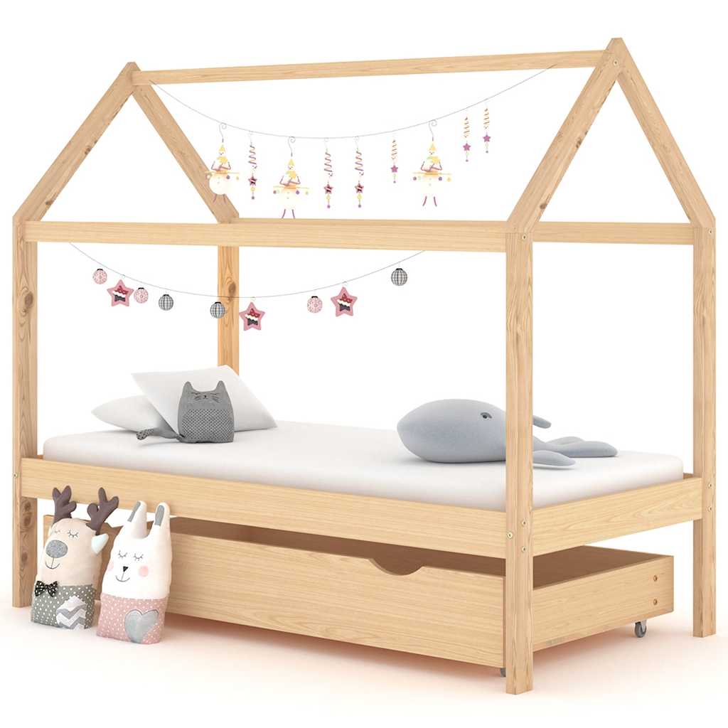 Giroletto per Bambini con Cassetto Legno Massello Pino 80x160cm - homemem39