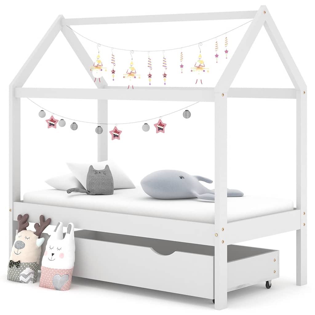 Giroletto per Bambini Cassetto Bianco in Pino Massello 70x140cm - homemem39